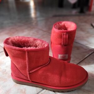 Red UGG classic ankle boot